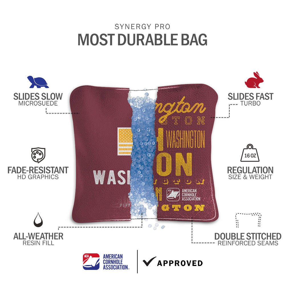 Washington Football Vintage Gameday Synergy Pro Cornhole Bags