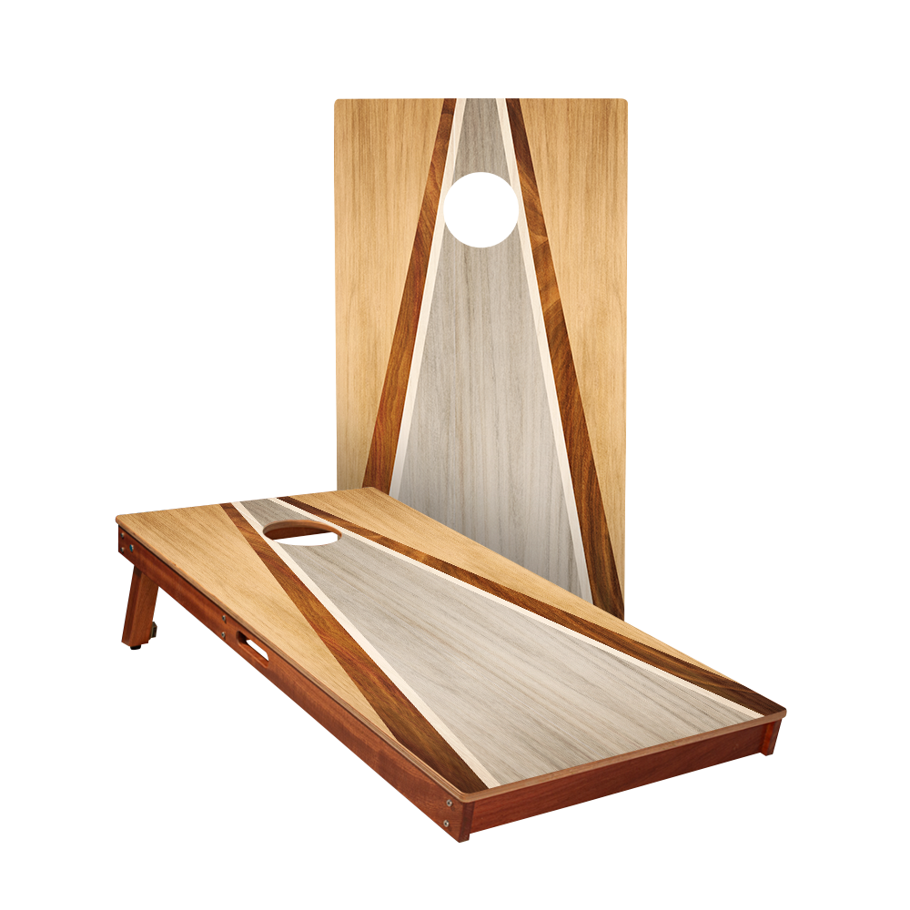 Natural & Gray Wood Triangle Sig Pro Cornhole Boards