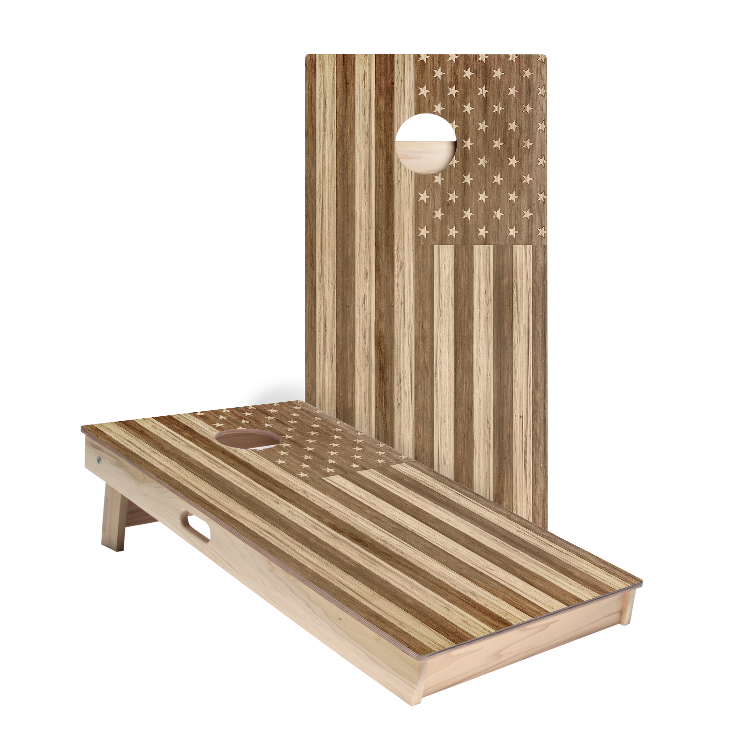Wood American Flag Star Cornhole Boards