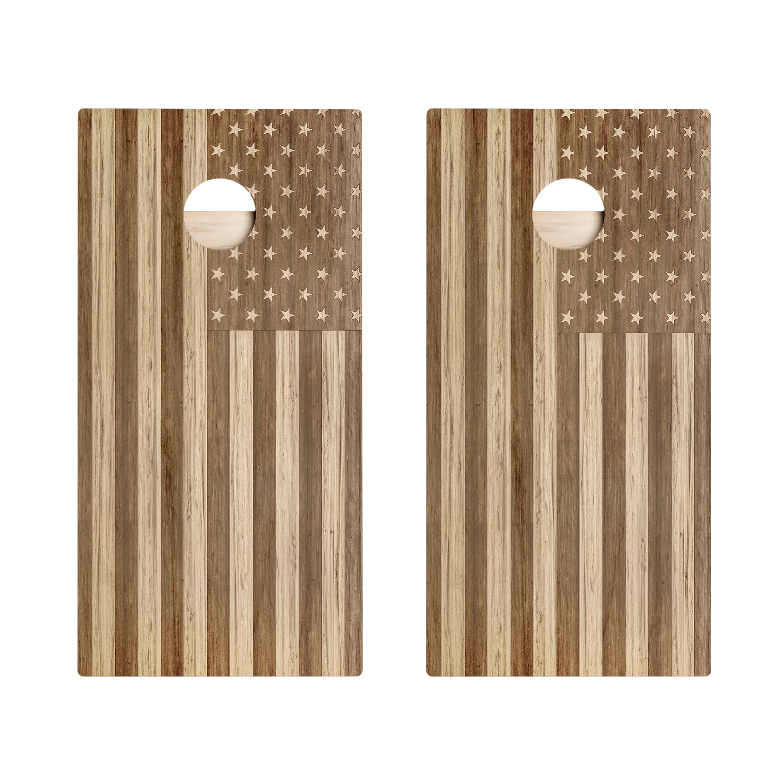 Wood American Flag Star Cornhole Boards
