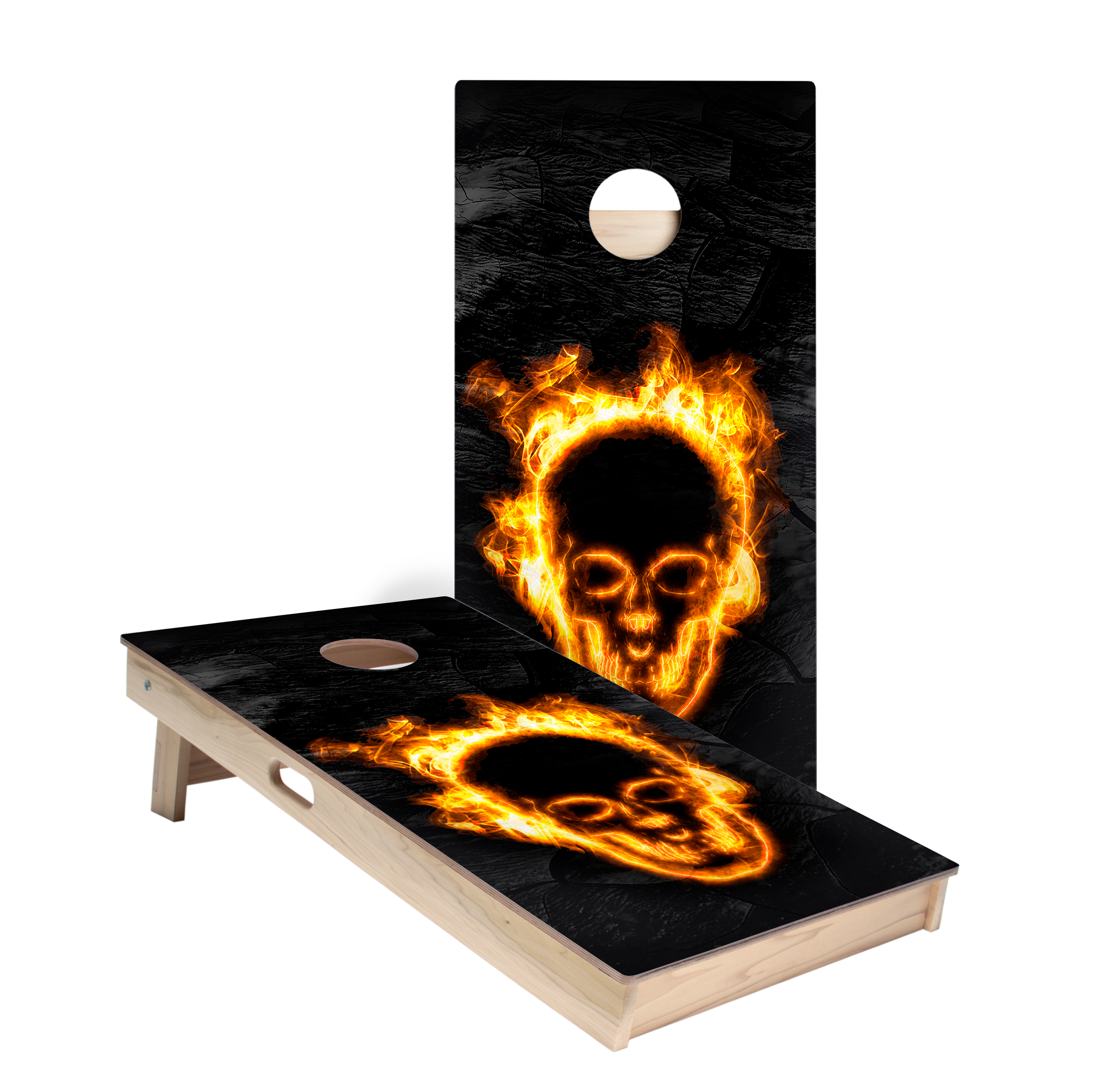 Fire Blaze Skull Star Cornhole Boards