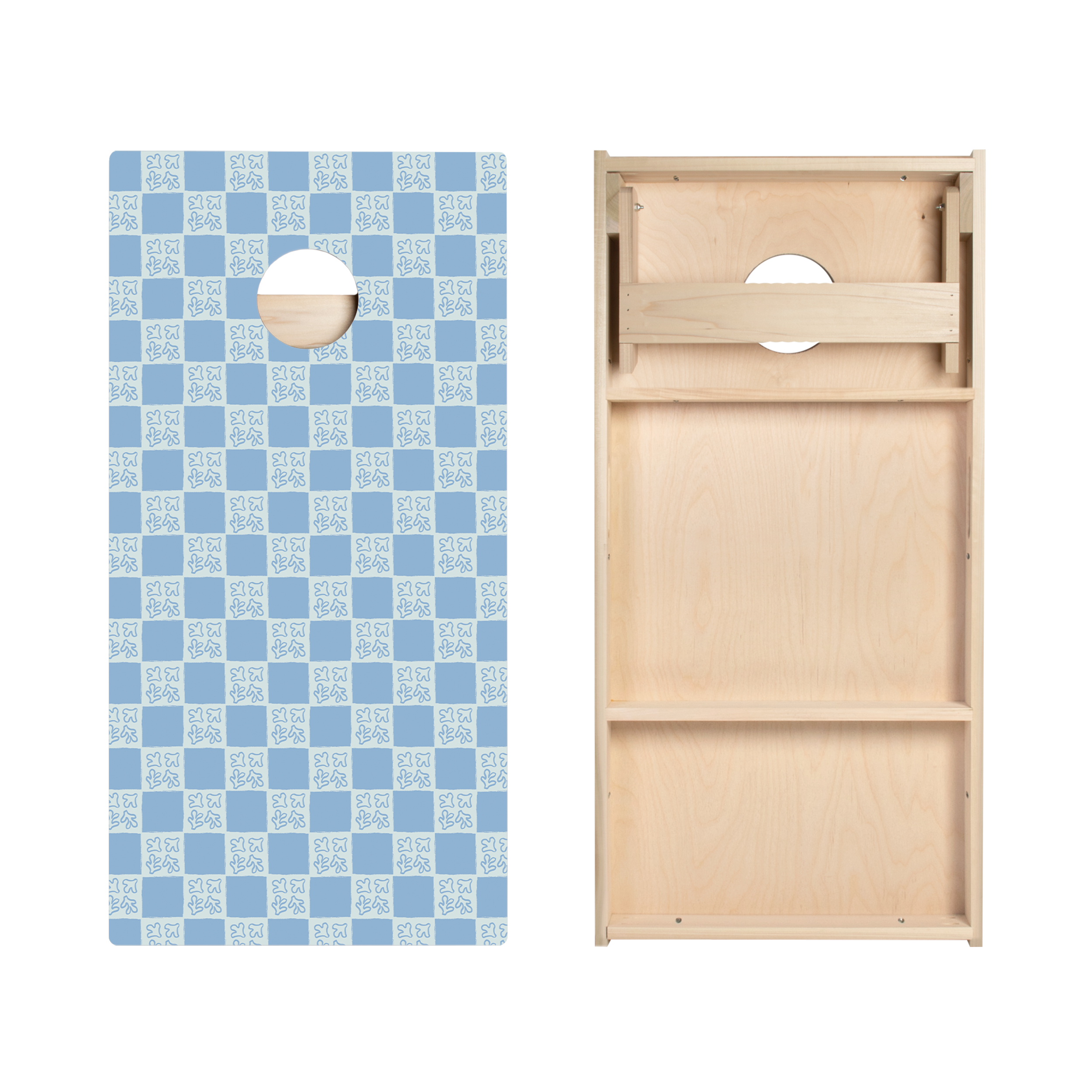Beachy Blue Grid Star Cornhole Boards