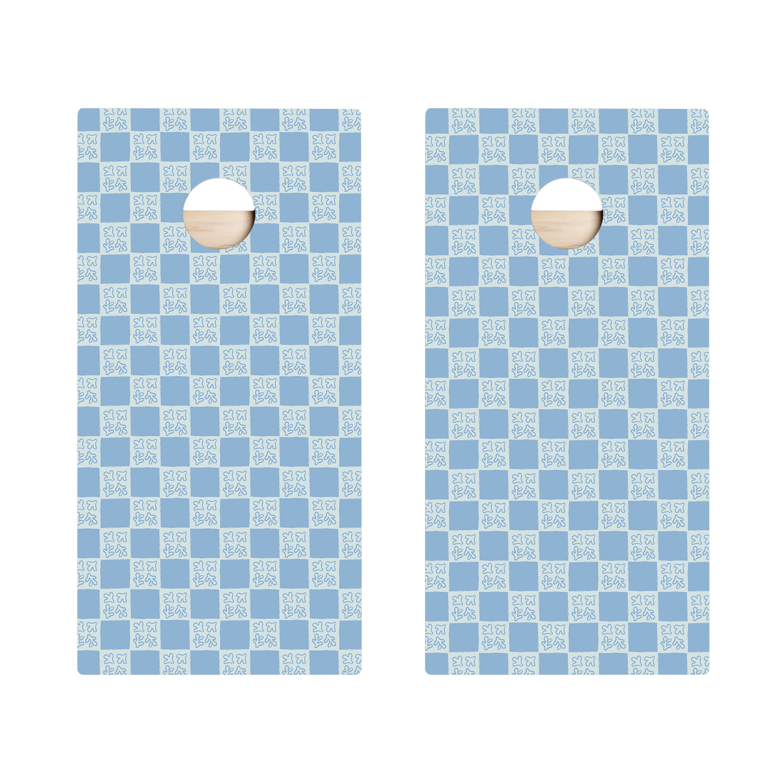 Beachy Blue Grid Star Cornhole Boards