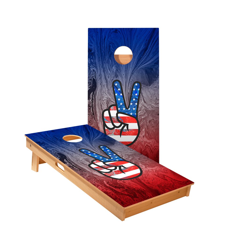 American Flag Peace Sign Star Cornhole Boards