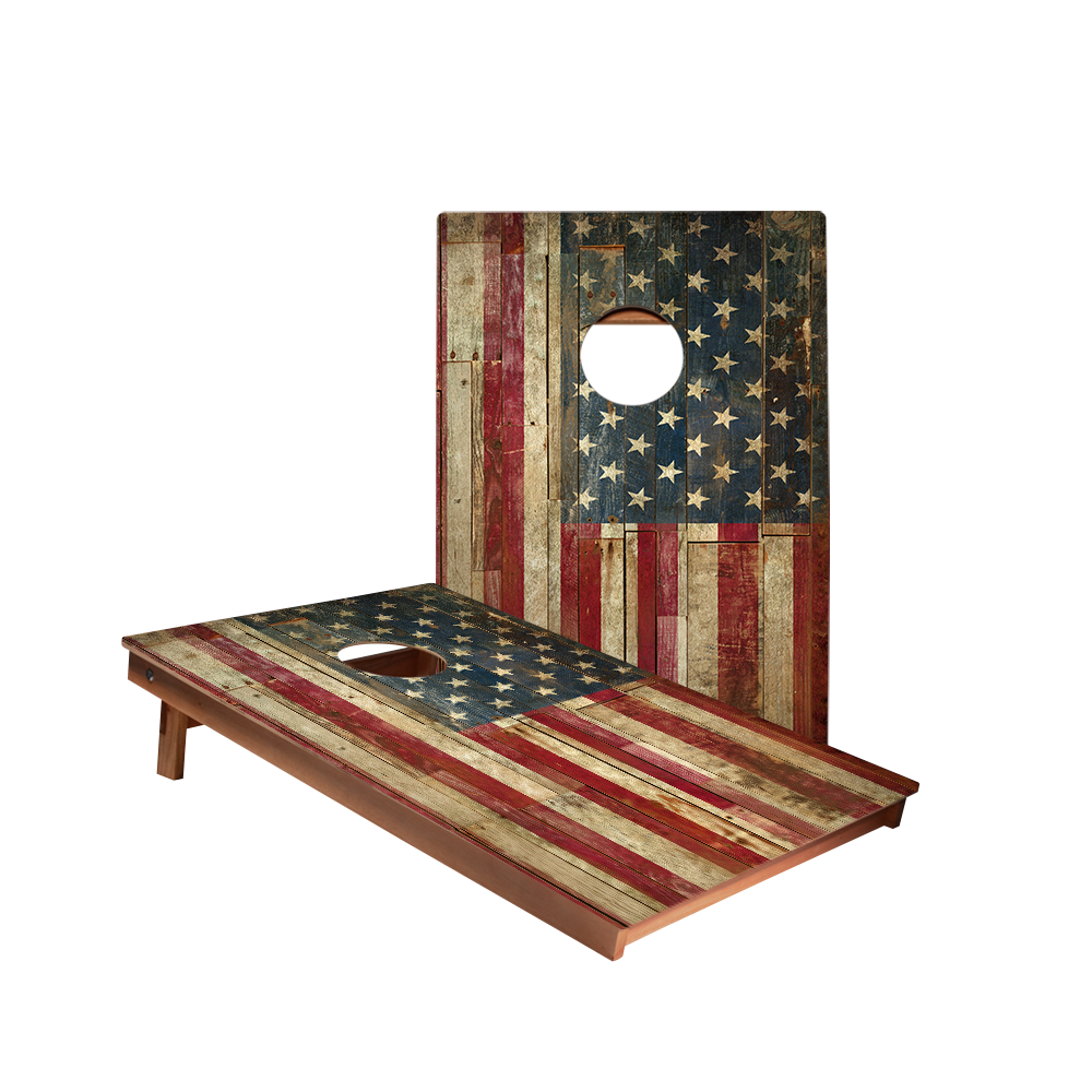 Rustic USA Flag Backyard 2300 Cornhole Boards