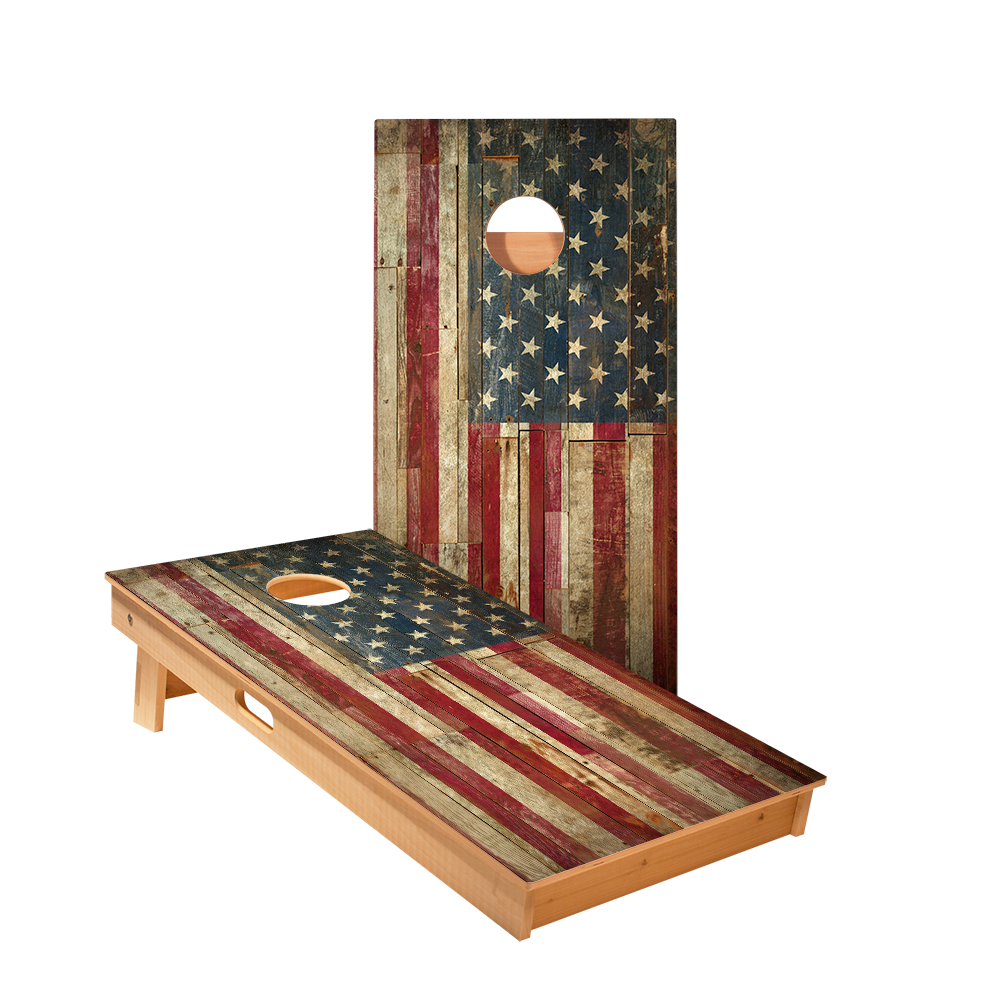 Rustic United States Flag Star Cornhole Boards