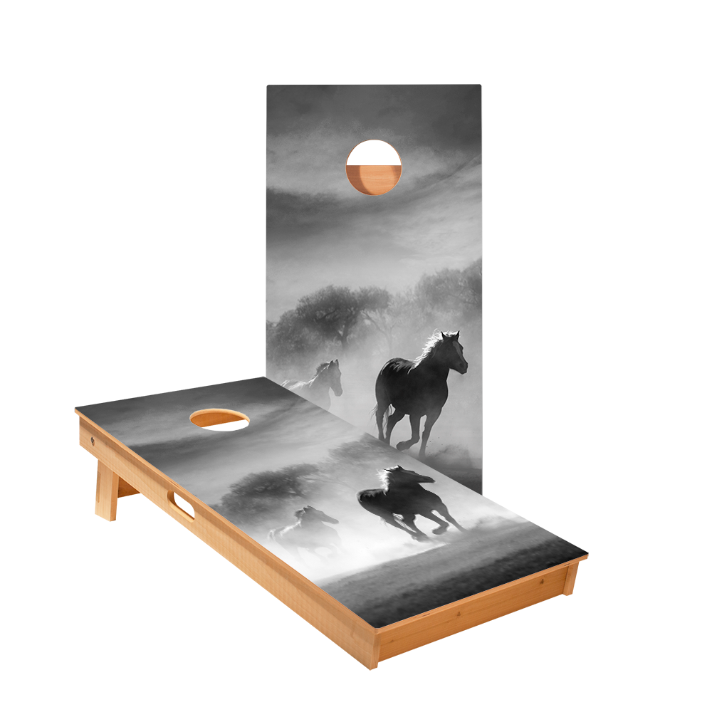 Black And White Horses Star Cornhole Boards