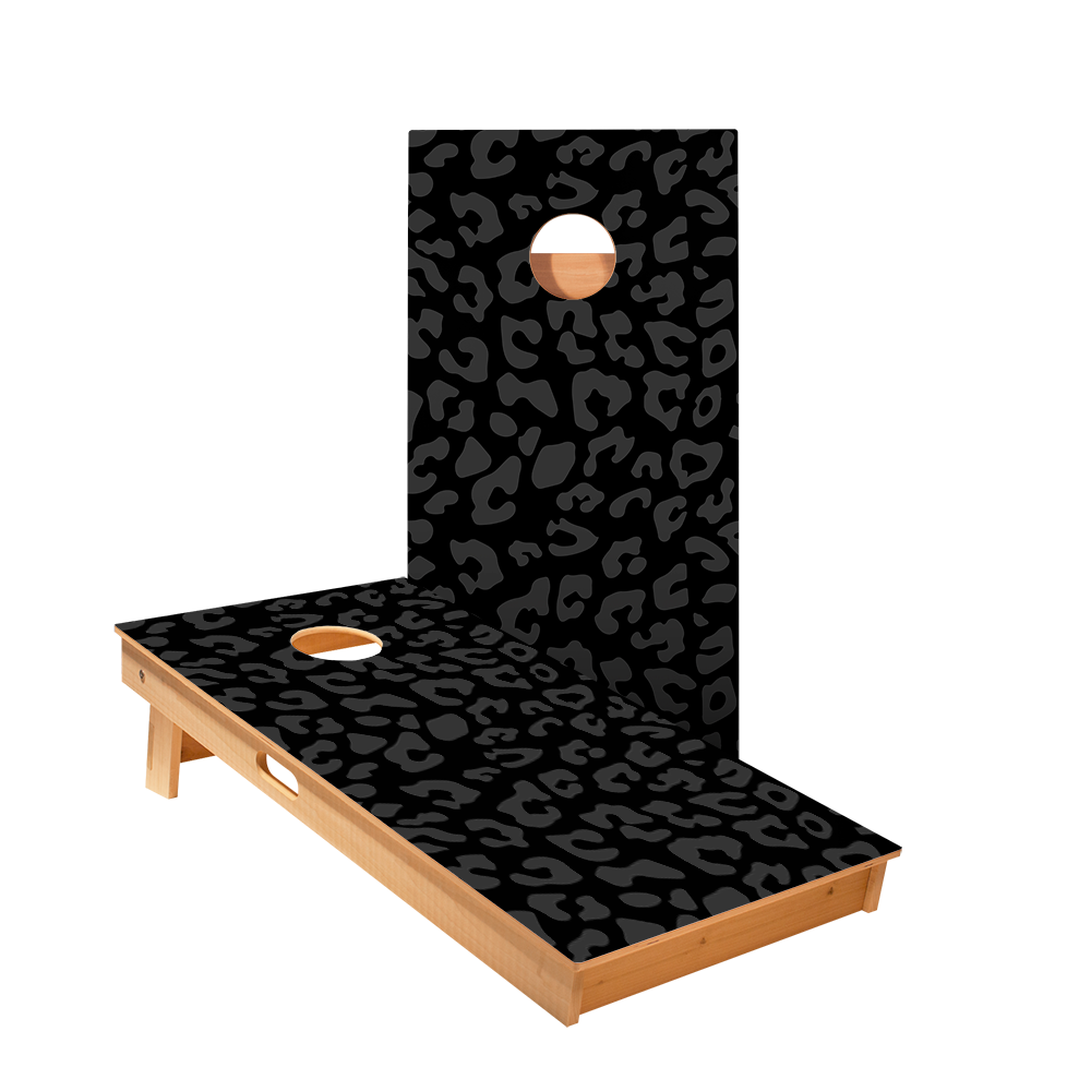 Black Leopard Print Star Cornhole Boards