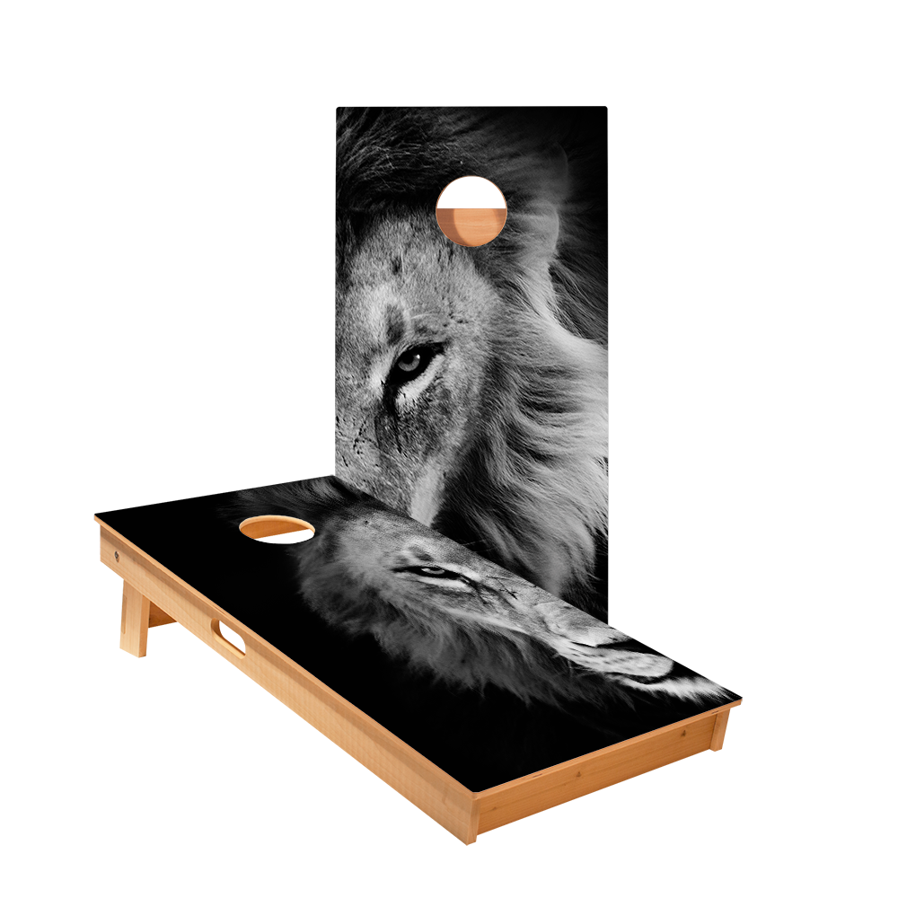 Black And White Lion Star Cornhole Boards