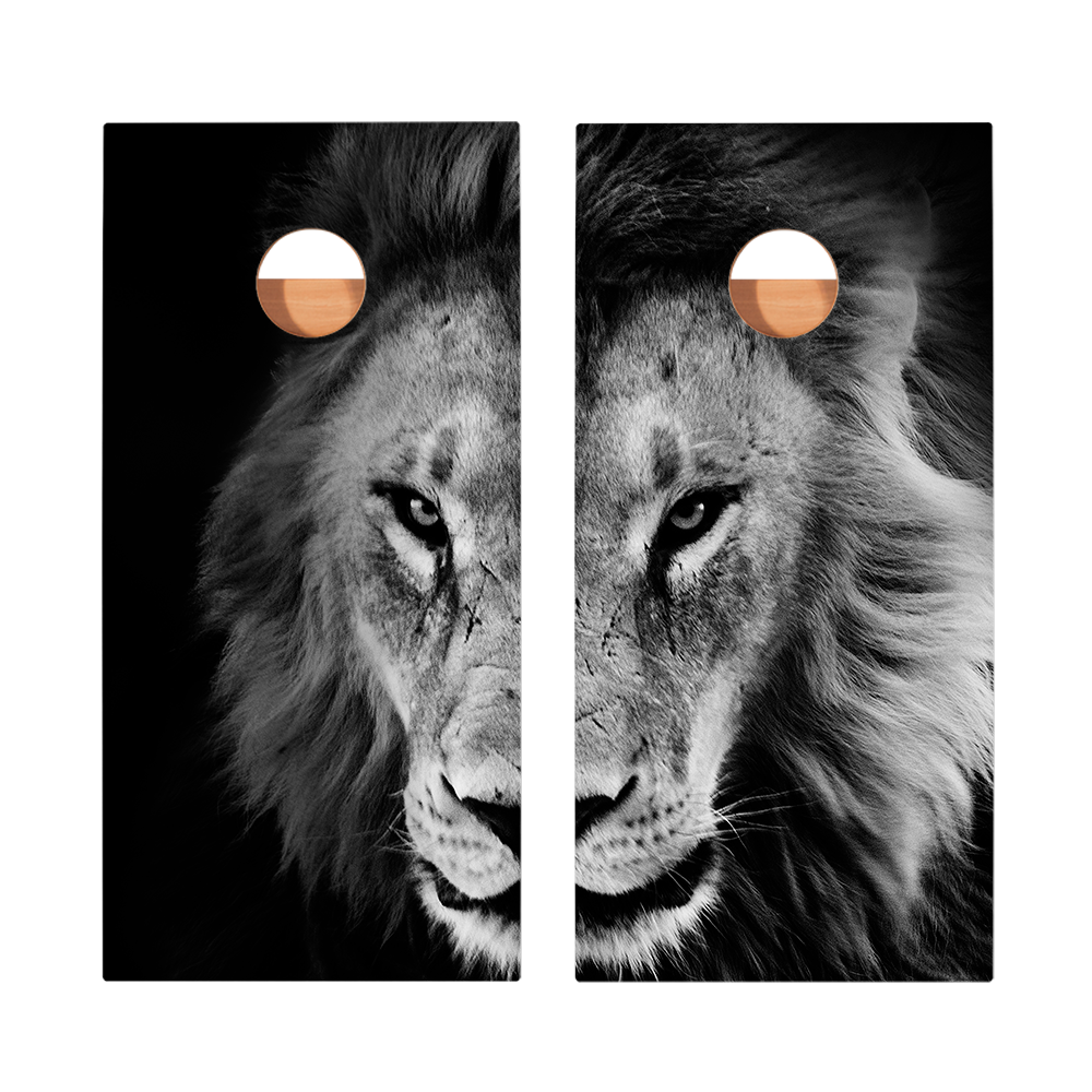 Black And White Lion Star Cornhole Boards