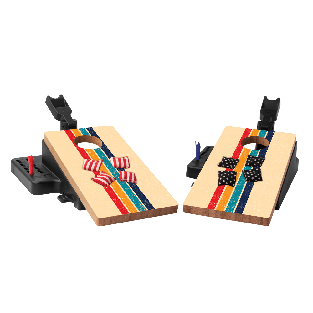 Retro Stripes Double Chuck Mini Cornhole Tabletop Game