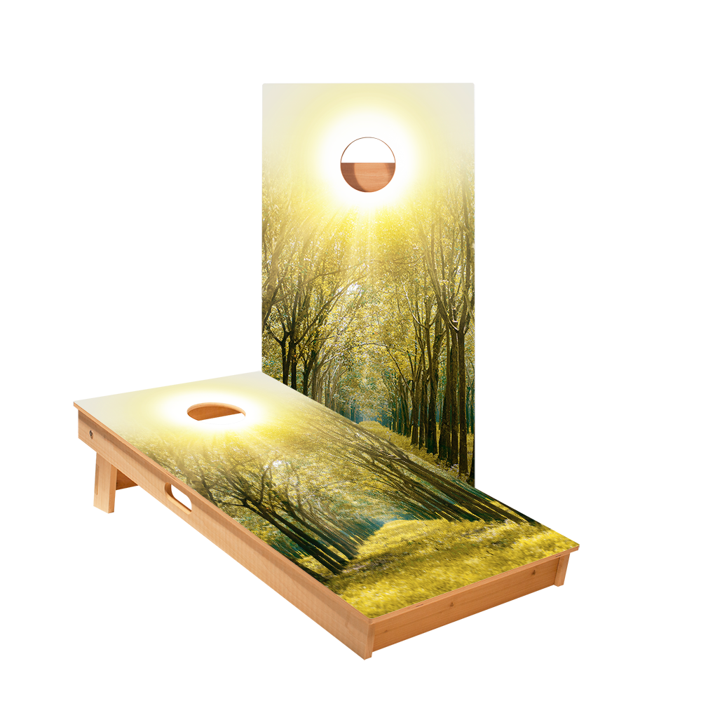 Forest Sunset Star Cornhole Boards