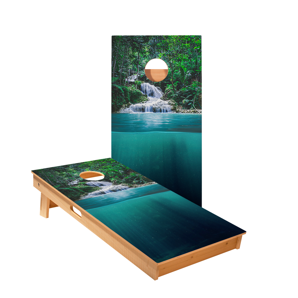 Forest Waterfall Star Cornhole Boards