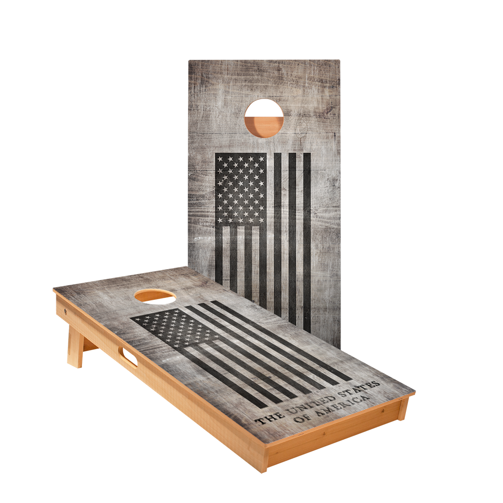 Full American Black Flag Star Cornhole Boards