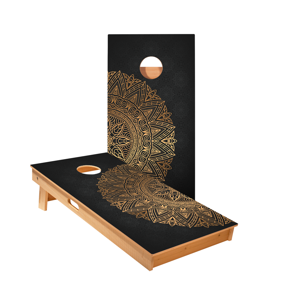 Golden Mandala Star Cornhole Boards