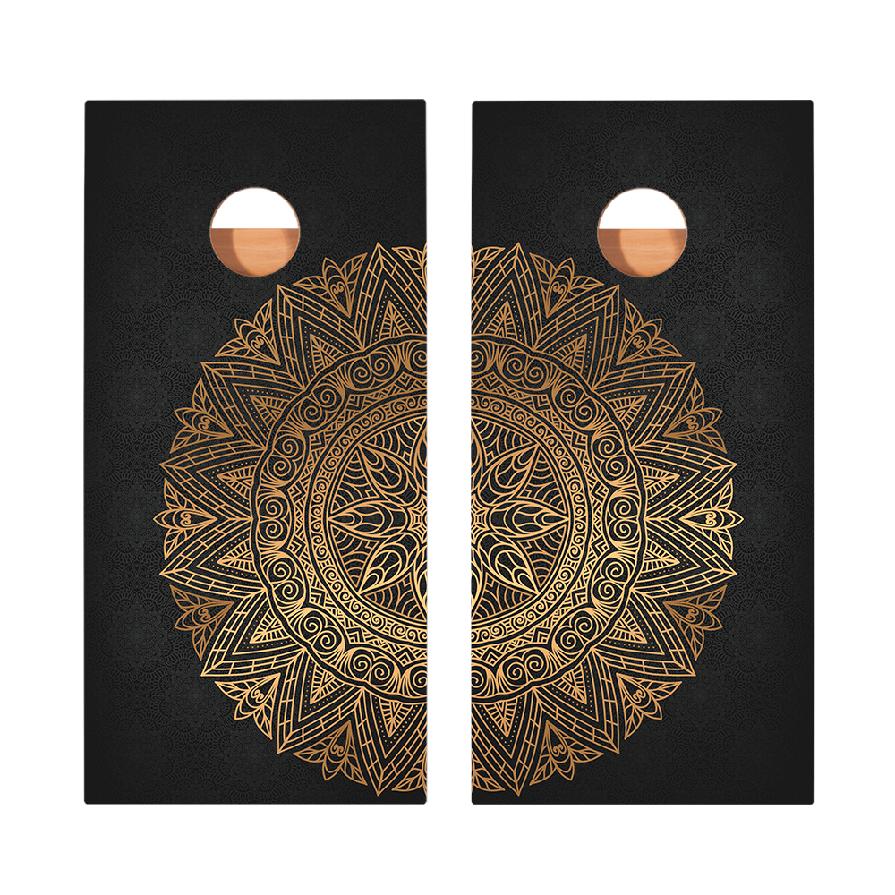 Golden Mandala Star Cornhole Boards