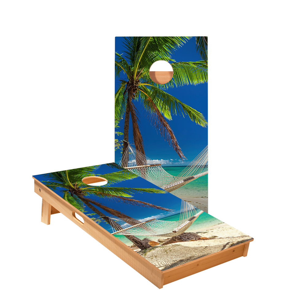 Hammock On The Beach Tropical Star Cornhole Boards