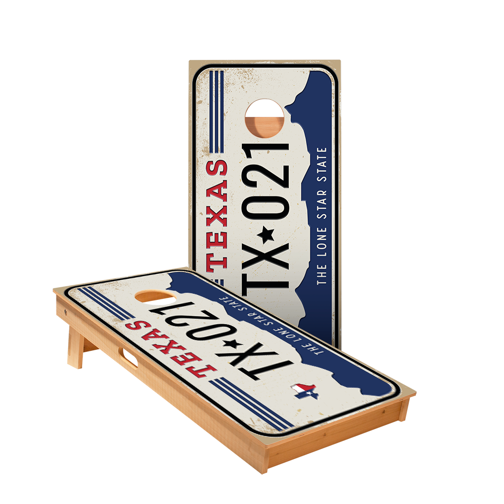 Home State License Plate Texas Star Cornhole Boards