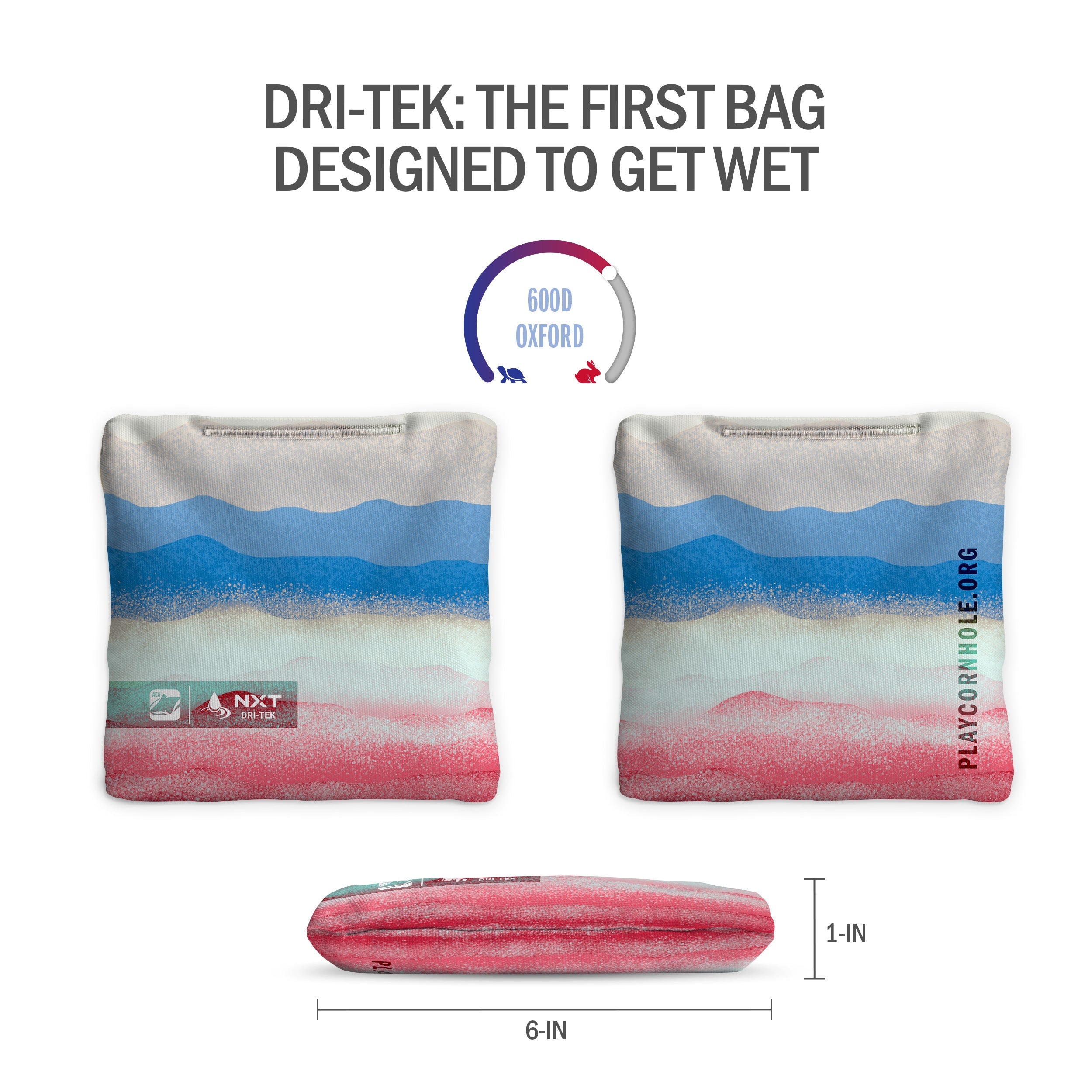 Rippling Stripes Red Blue NXT Dri-Tek Cornhole Bags