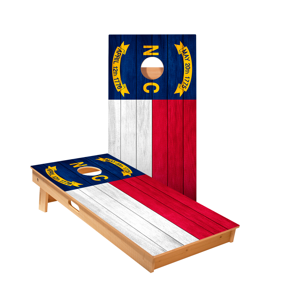 North Carolina Flag Star Cornhole Boards