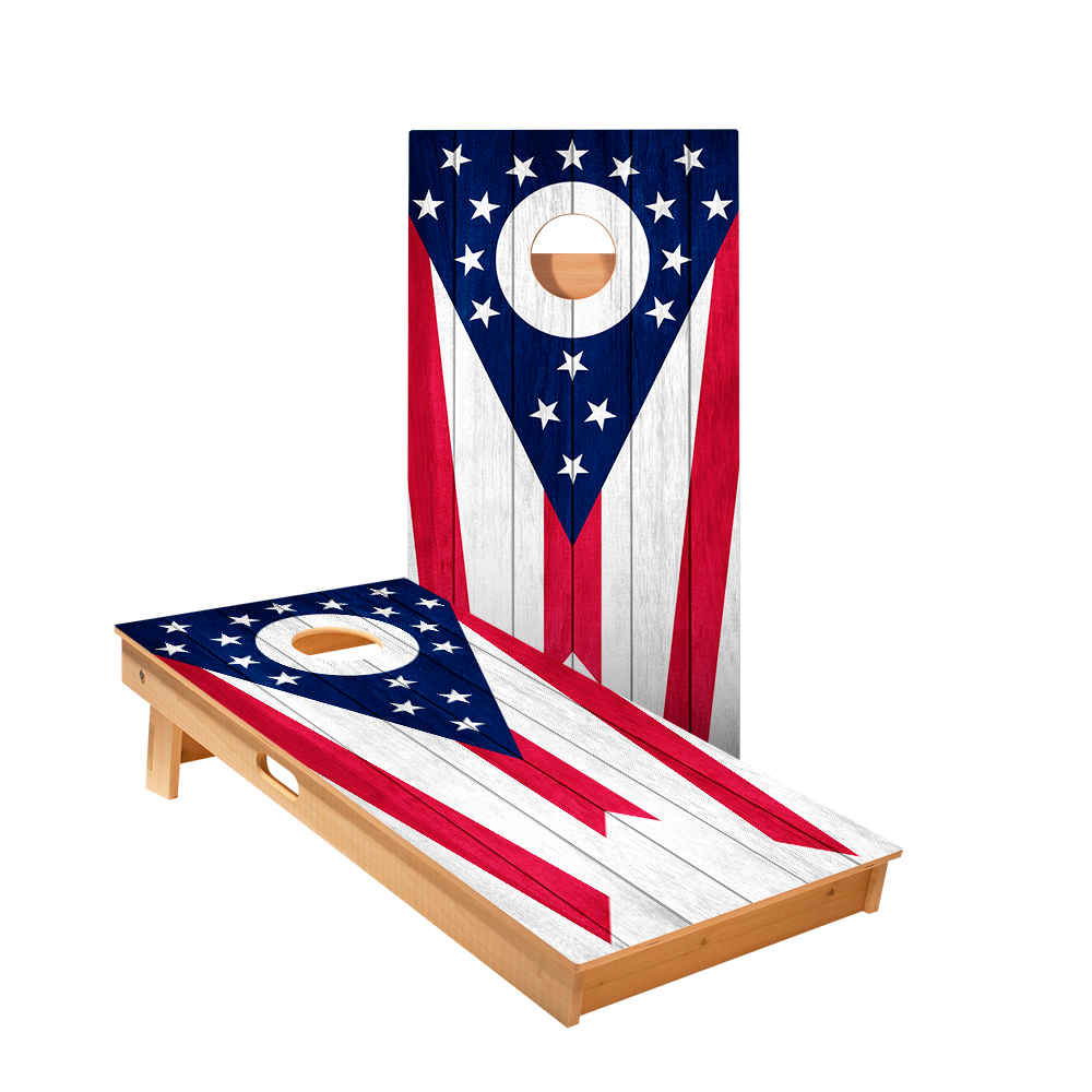 Ohio Flag Star Cornhole Boards