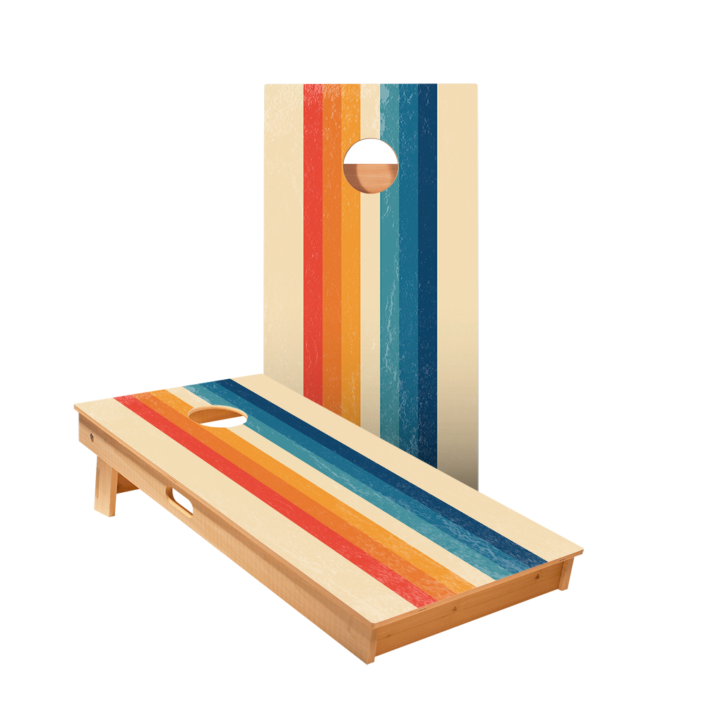 Ombre Multi-Stripe Star Cornhole Boards