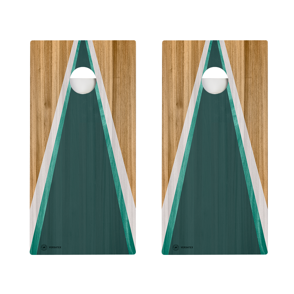 Teak & Teal Triangle Versatex All-Weather Cornhole Boards