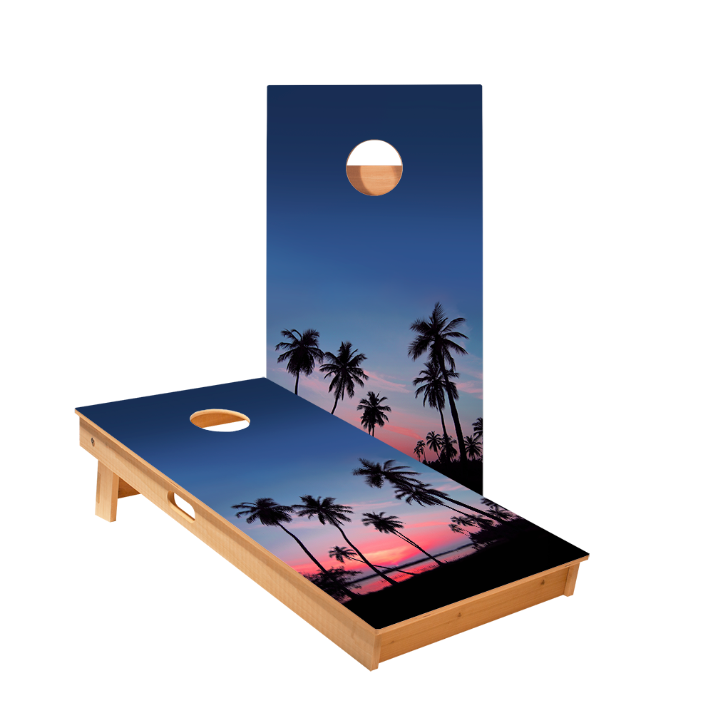 Palm Tree Sunset Star Cornhole Boards