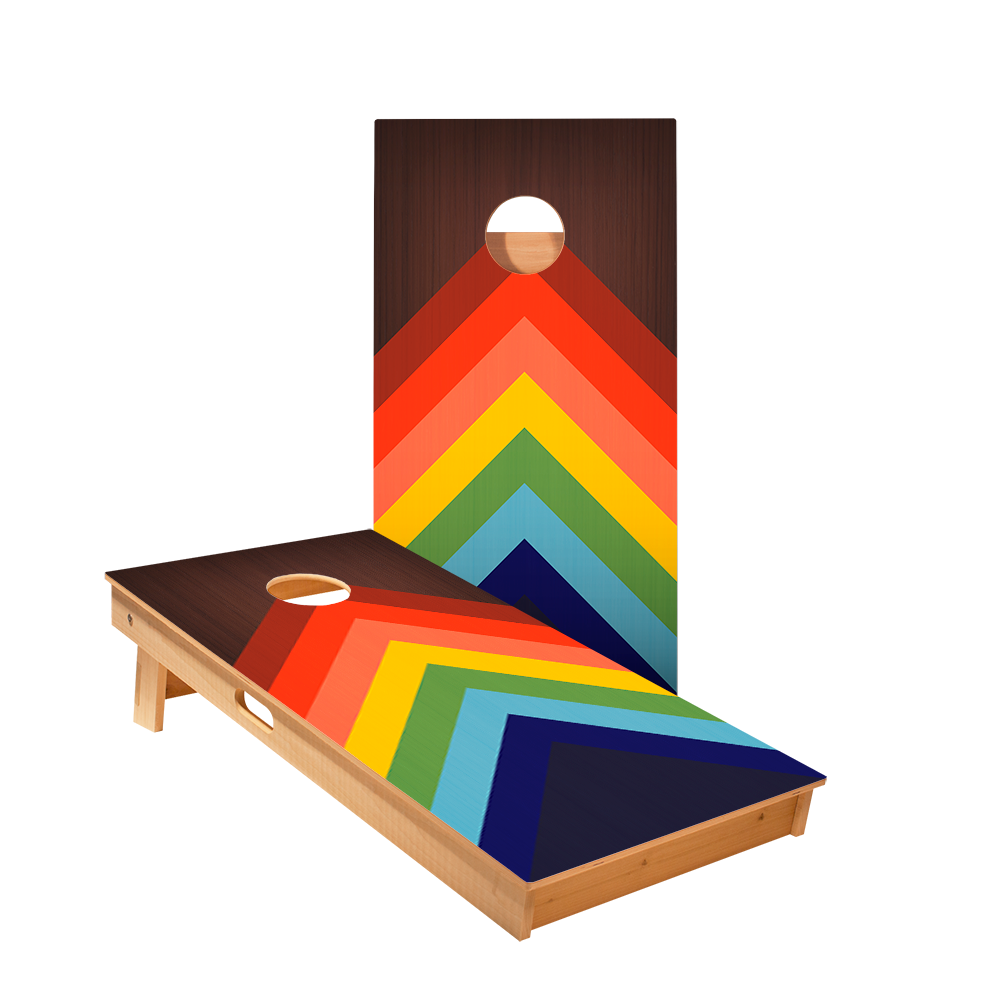 Rainbow-Chevrons Star Cornhole Boards