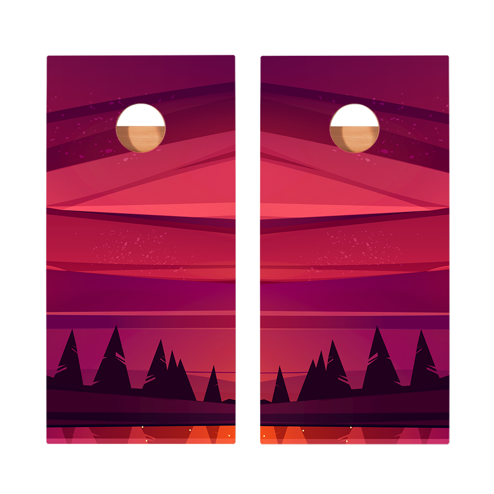 Red Forest Sunset Star Cornhole Boards