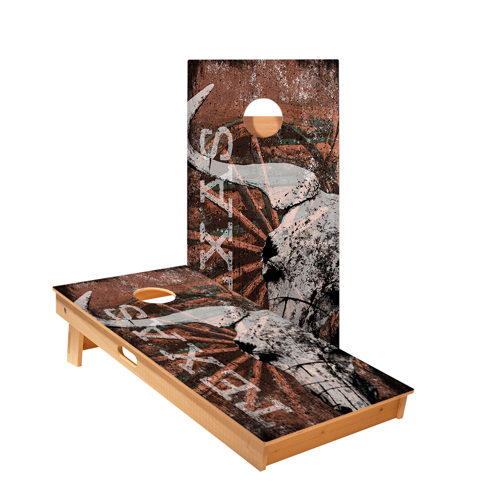 Red Texas Longhorn Star Cornhole Boards