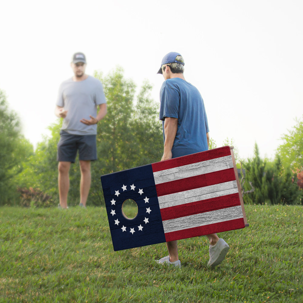 Betsy Ross Flag Sig Pro Cornhole Boards