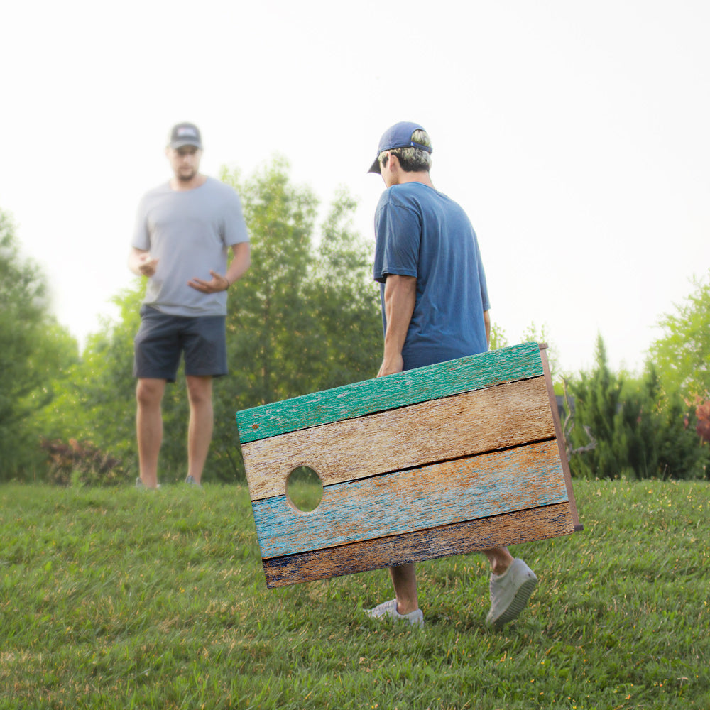 Painted Beach Wood Sig Pro Cornhole Boards