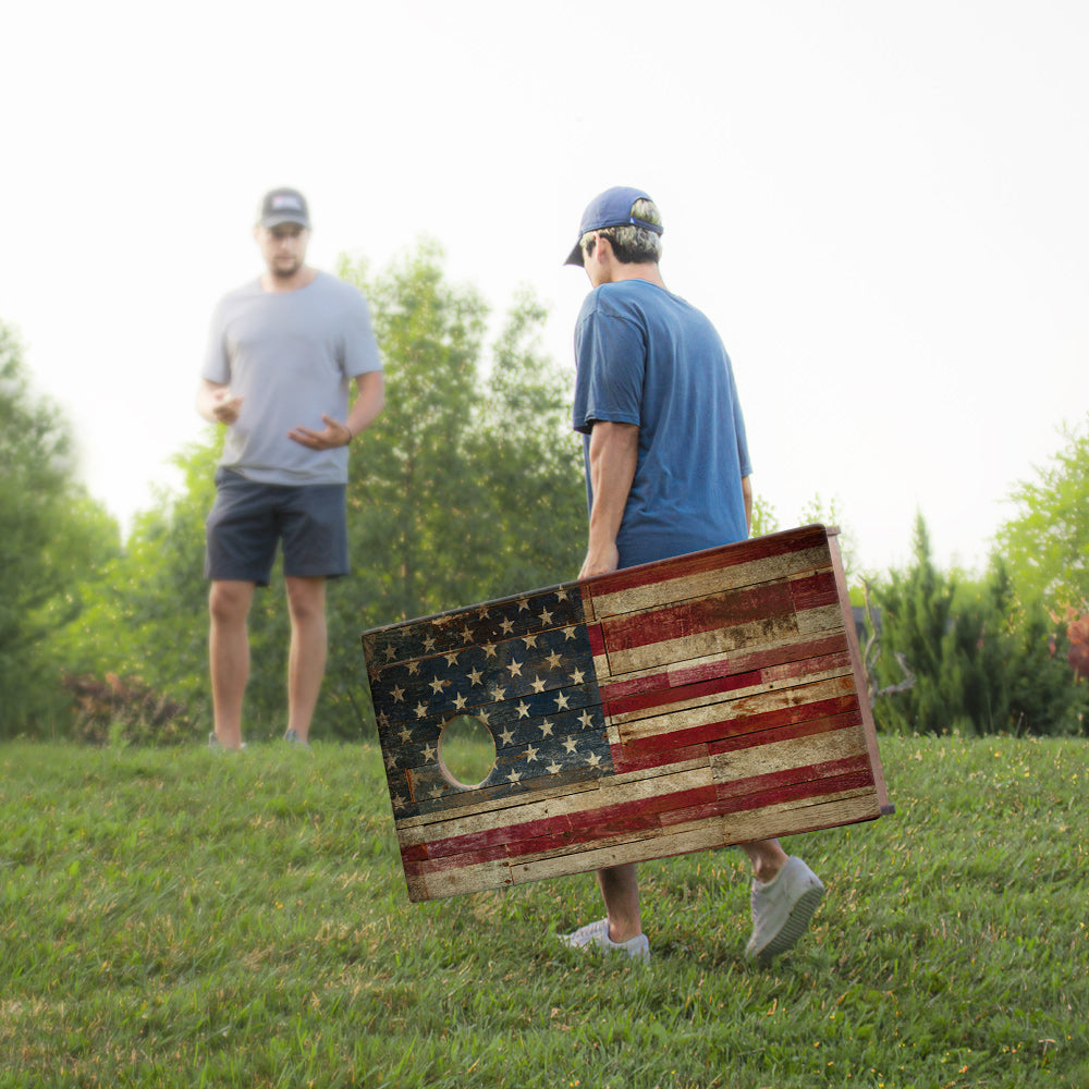 Rustic United States Flag Sig Pro Cornhole Boards