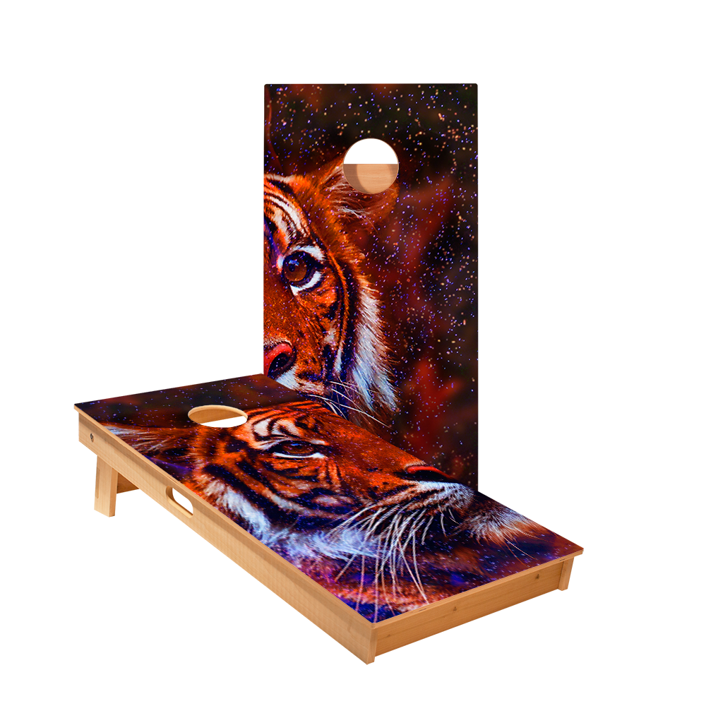 Space Tiger Star Cornhole Boards