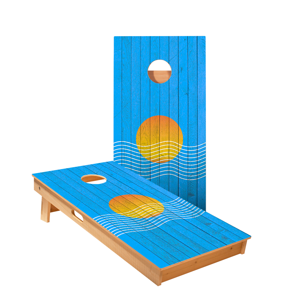 Sunset Waves Star Cornhole Boards