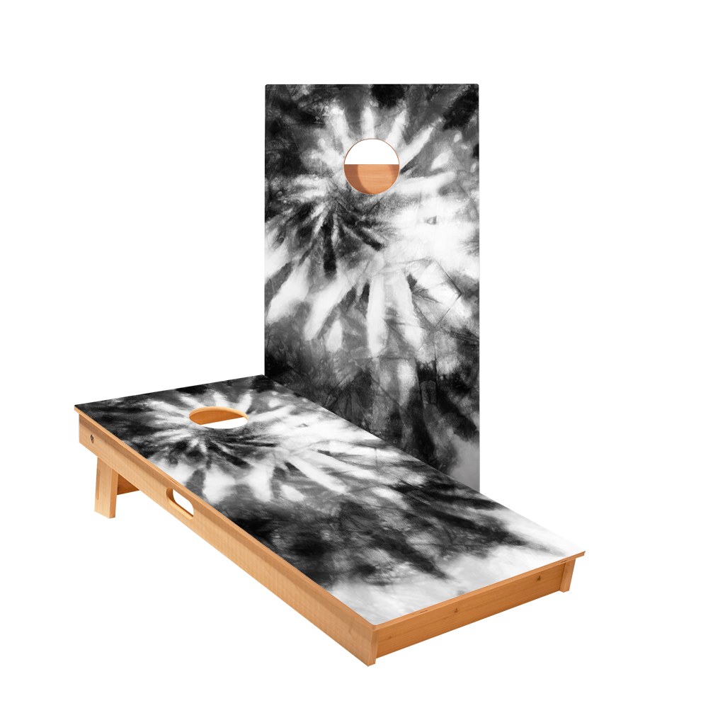 Tie-Dye Black And White Star Cornhole Boards