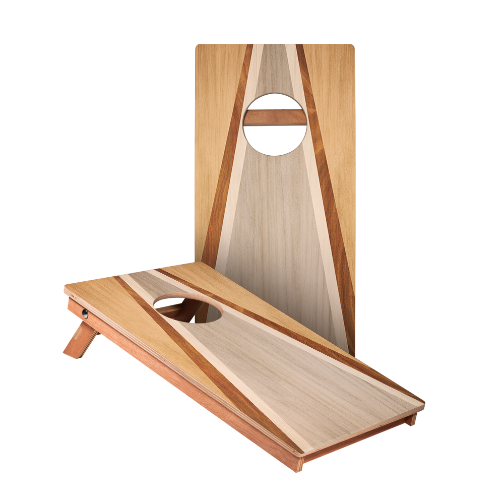 Natural & Gray Wood Triangle Backyard 1200 Cornhole Boards