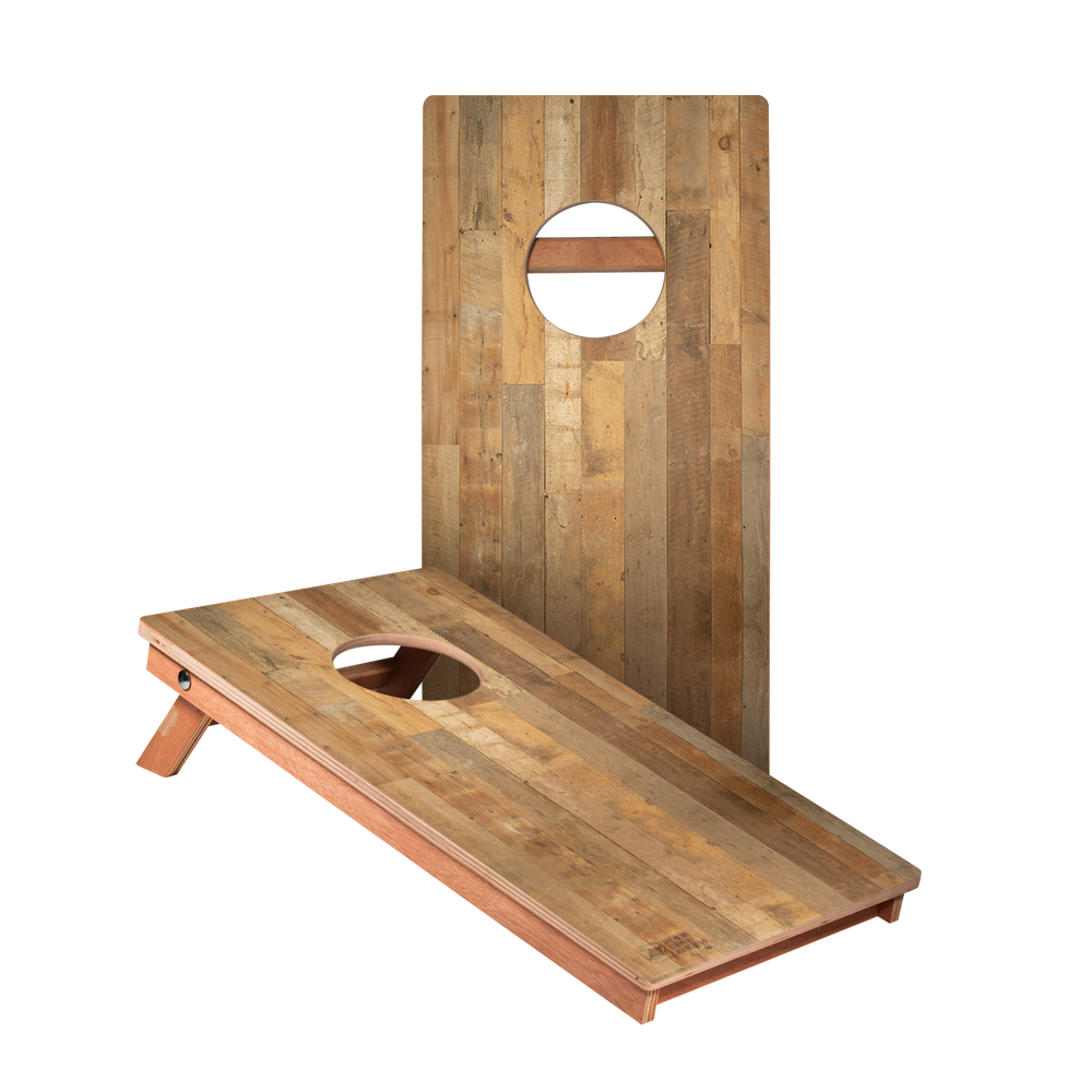 Distressed Wood Backyard 1200 Cornhole Boards