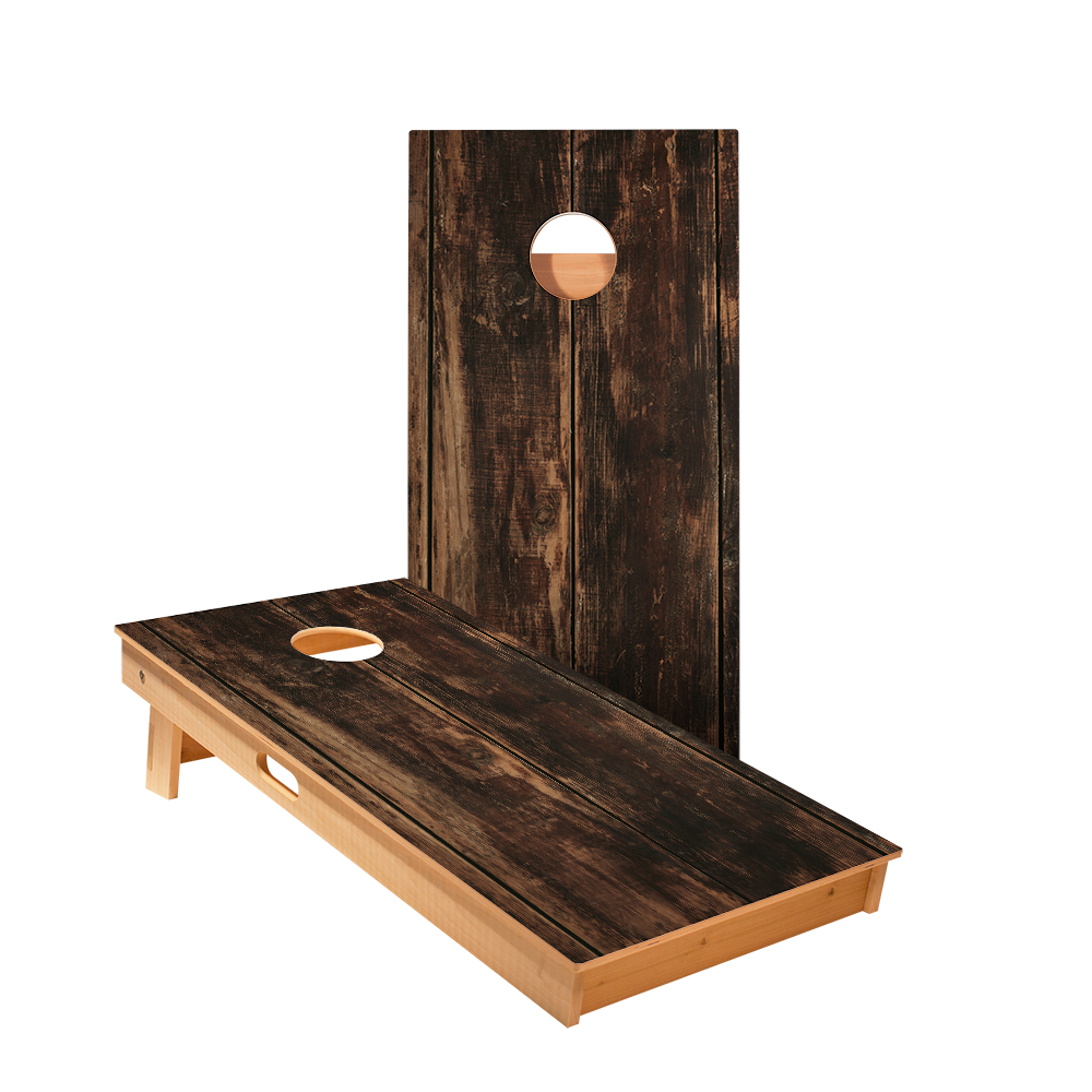 Dark Wood Panel Star Cornhole Boards