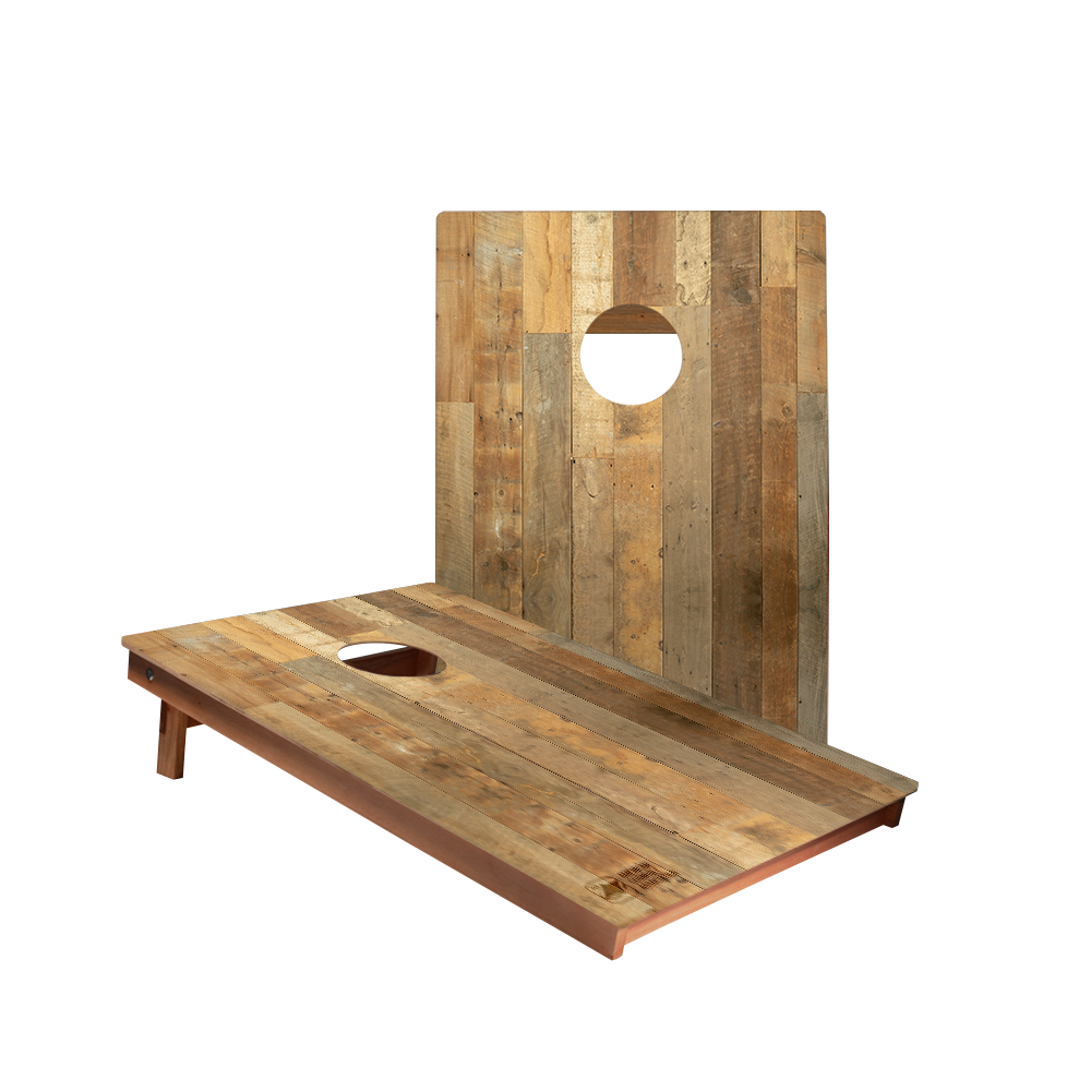 Distressed Wood Backyard 2300 Cornhole Boards